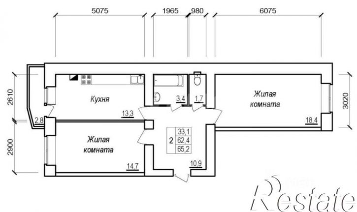 2-комн квартира улица 26 Бакинских Комиссаров, 3А